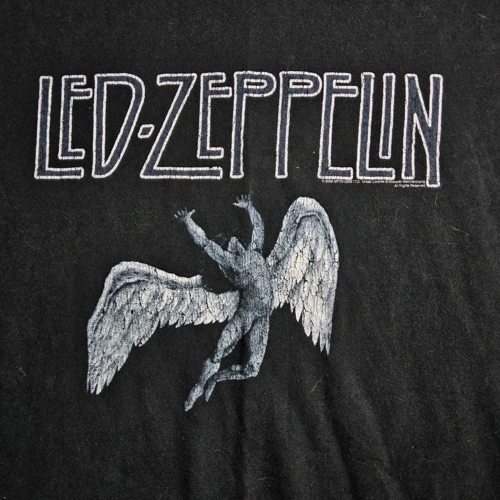 Led Zeppelin Shirt 2XL Black Swan Song Icarus Logo 2005 Myth Gem Hanes... - Picture 1 of 7